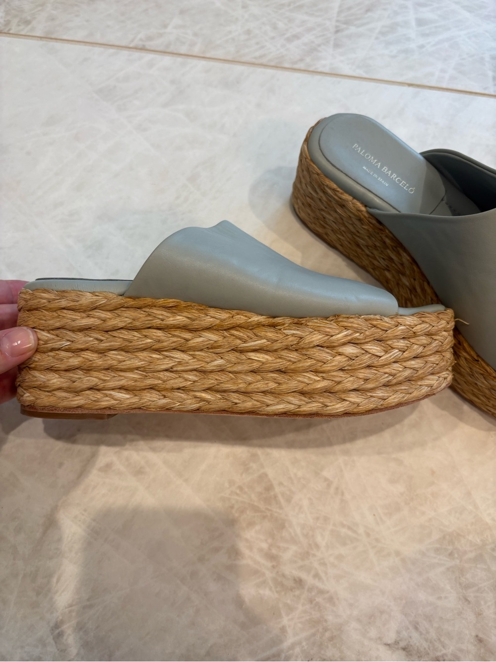 Paloma Barcelo Leather Espardilles Wedge Sandals - Picture 2 of 9